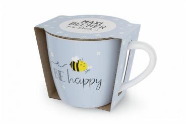 LaVida Maxibecher, 400 ml, Kaffeetasse "Be Happy - Biene"