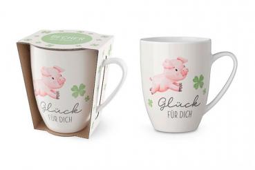 Kaffeetasse "Glück für dich - Glücksschweinchen", Kaffeebecher 250 ml