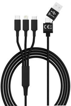 Multi-Ladekabel 5in1, USB-C, Lightning, Micro-USB, OTG, schwarz