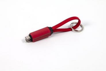 Daten- und Ladekabel als Schlüsselanhänger, USB-C/USB-C, Rot