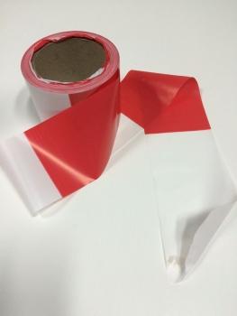 Flatterband, Absperrband, Warnband, B: 80 mm, L: 500 m, rot-weiß