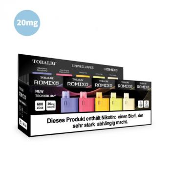 RomixQ Vapes, 20 mg, 600 Züge, 20er Mix-Display