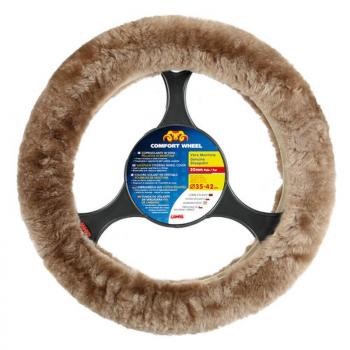 Comfort Wheel, Elastischer Lenkradbezug aus echtem Fell -Natur - Ø 36-42 cm