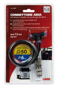 Preview: Lampa Luftschlauch-Schnellverbinder T2, mit Verlängerung, Ø 6 mm