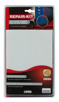 Preview: Lampa Repair-Set für LKW-Planen, Reparaturflicken selbstklebend, 4 Stück, transparent