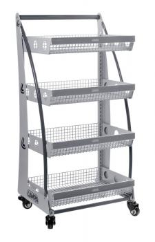 Verkaufswagen mit 4 Ebenen und Rollen, H: 122 cm