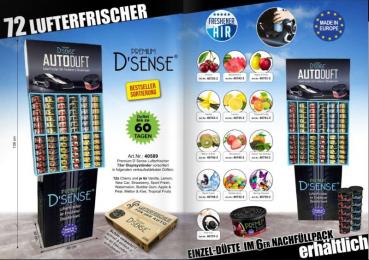 Premium D'Sense Lufterfrischer 72er Displayständer mit Inhalt
