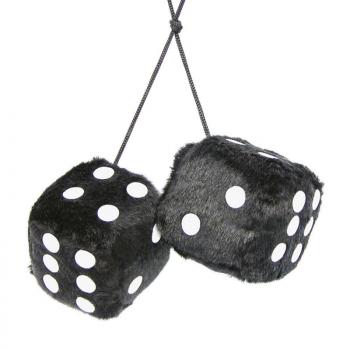 Plüschwürfel, 6 x 6 cm, zum Aufhängen, schwarz
