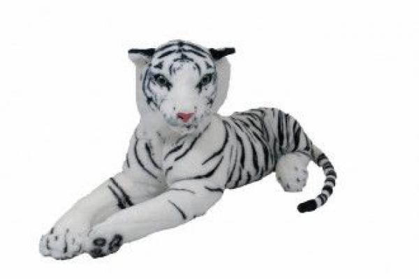 Plüsch XXL Tiger weiß liegend, 85 cm