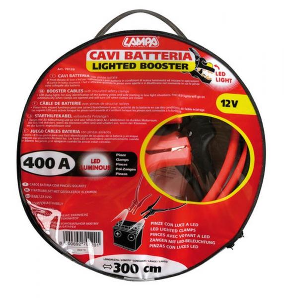 Batteriekabel mit isolierten Zangen, 12V - 300 cm - 400 A - 12 mm²