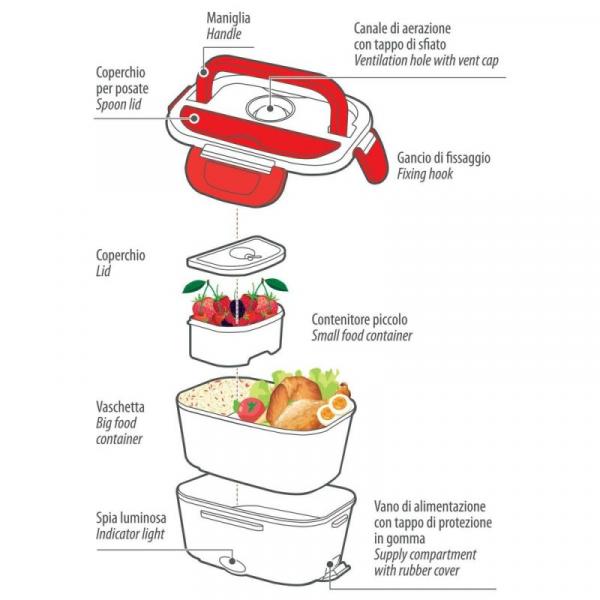 Lunch-Box, elektrischer Speisenwärmer - 1,5 L - 12/24V - 50W