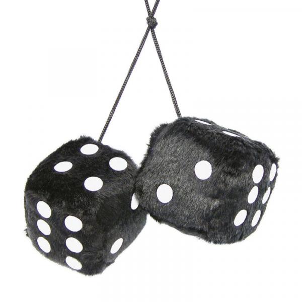 Plüschwürfel, 6 x 6 cm, zum Aufhängen, schwarz